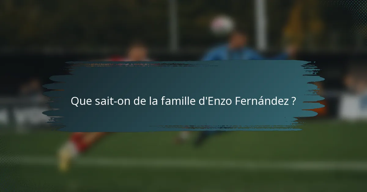Que sait-on de la famille d'Enzo Fernández ?