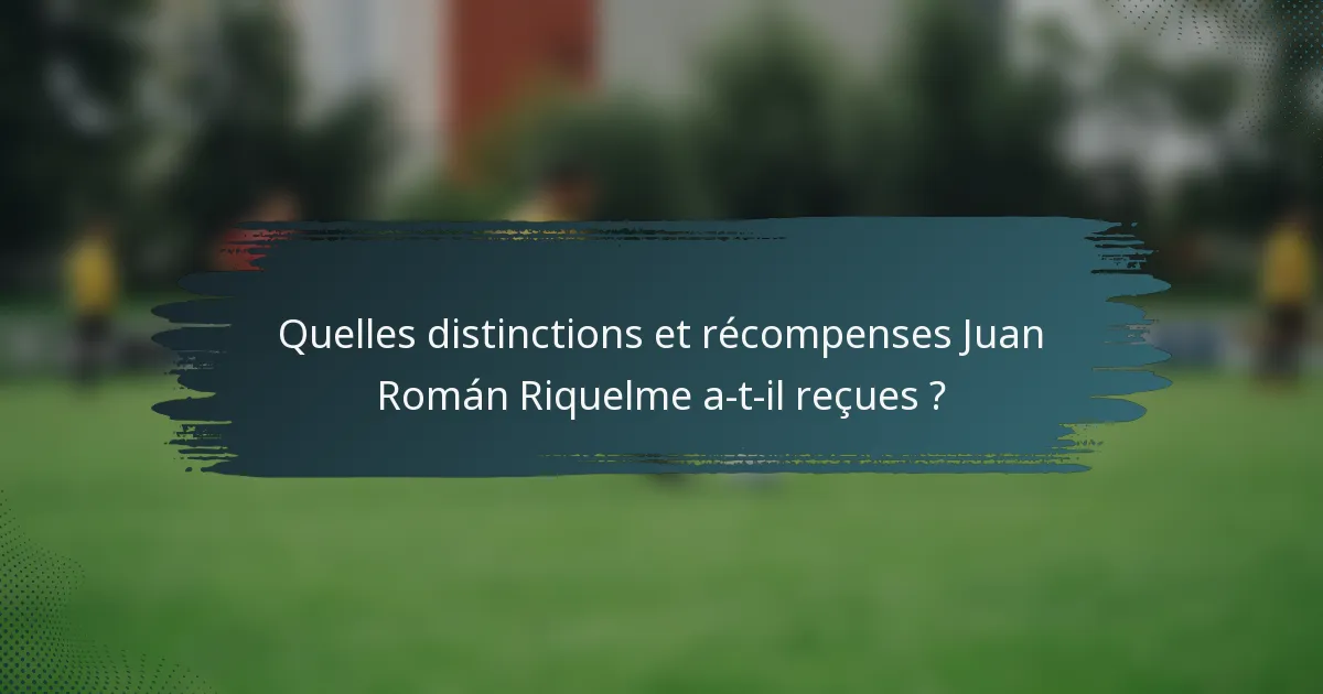 Quelles distinctions et récompenses Juan Román Riquelme a-t-il reçues ?